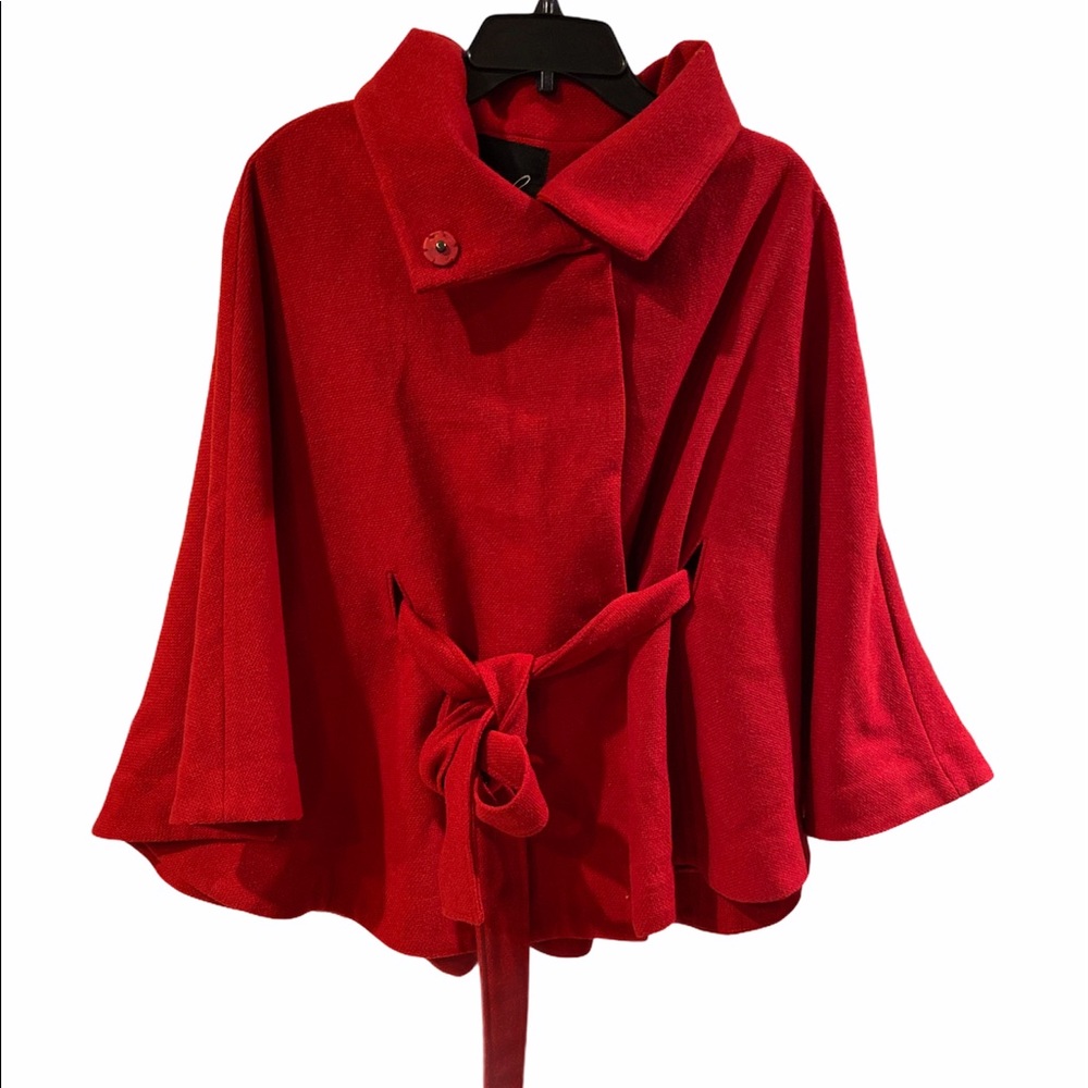 C. Luce Red Women’s Swing Cape Coat Jacket Small